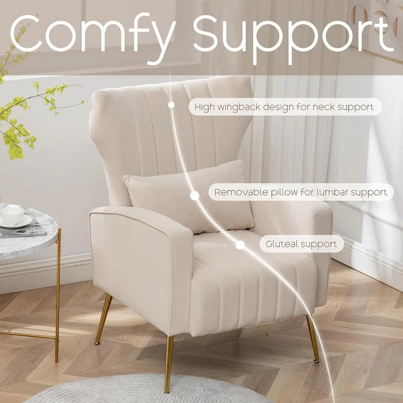 HOMYKA Accent Chair Upholstered Velvet Wingback Armchair Set of 2