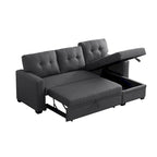 Upholstered Pull Out Sectional Sofa with Chaise - 82W x 53D x 34.5H