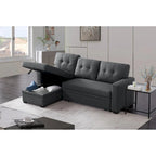 Upholstered Pull Out Sectional Sofa with Chaise - 82W x 53D x 34.5H