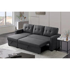 Upholstered Pull Out Sectional Sofa with Chaise - 82W x 53D x 34.5H