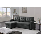 Upholstered Pull Out Sectional Sofa with Chaise - 82W x 53D x 34.5H
