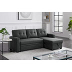 Upholstered Pull Out Sectional Sofa with Chaise - 82W x 53D x 34.5H