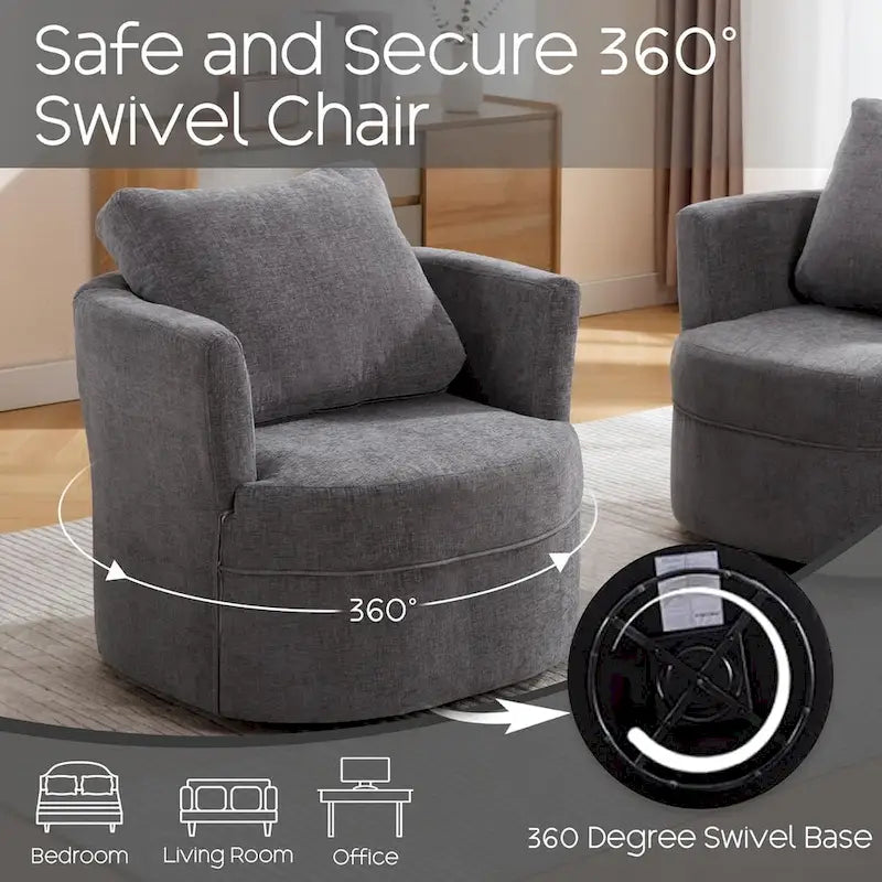 HOMYKA Swivel Accent Barrel Chair Round Arm Chair with Pillow Set 2