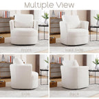 HOMYKA Swivel Accent Barrel Chair Round Arm Chair with Pillow Set 2