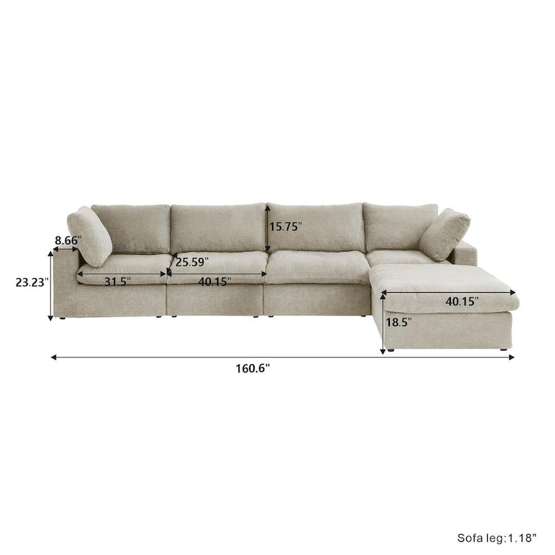 Cloud Modular Sectional Sofa,Down Filled Comfort Sofa Couch for Living Room