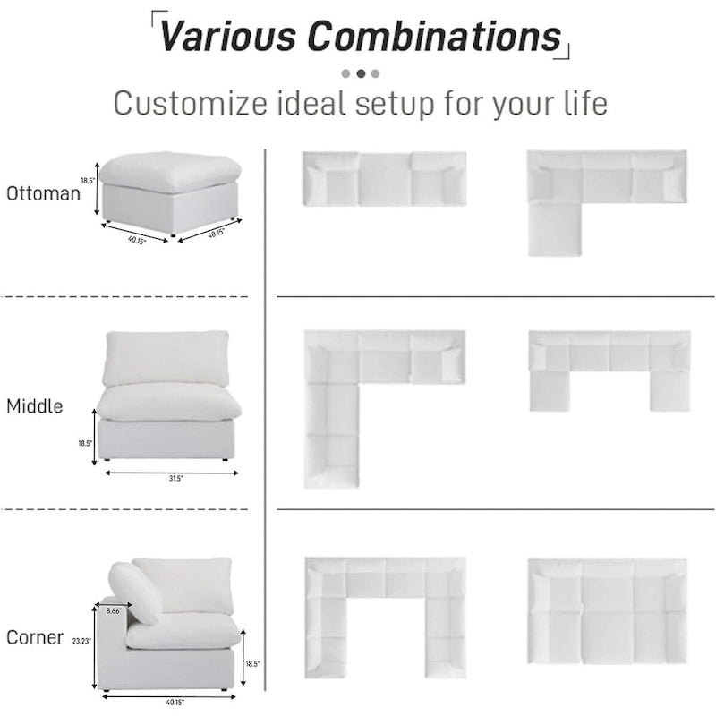 Cloud Modular Sectional Sofa,Down Filled Comfort Sofa Couch for Living Room