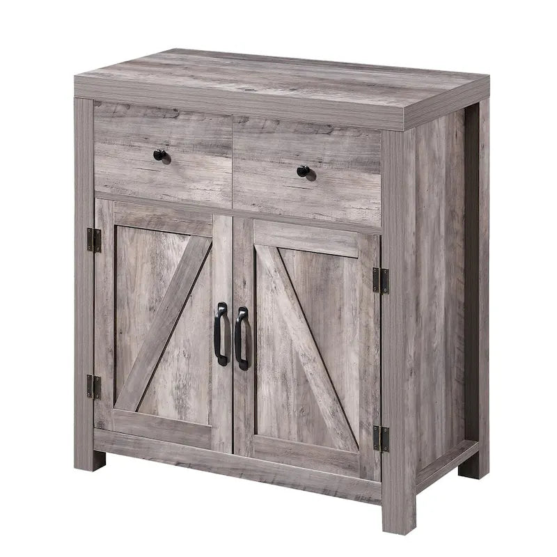 Ledel Farmhouse 2-Drawer Storage Cabinet 2-Door Accent Cabinet