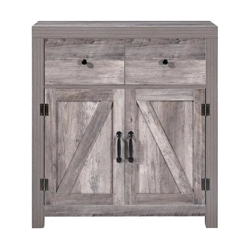 Ledel Farmhouse 2-Drawer Storage Cabinet 2-Door Accent Cabinet