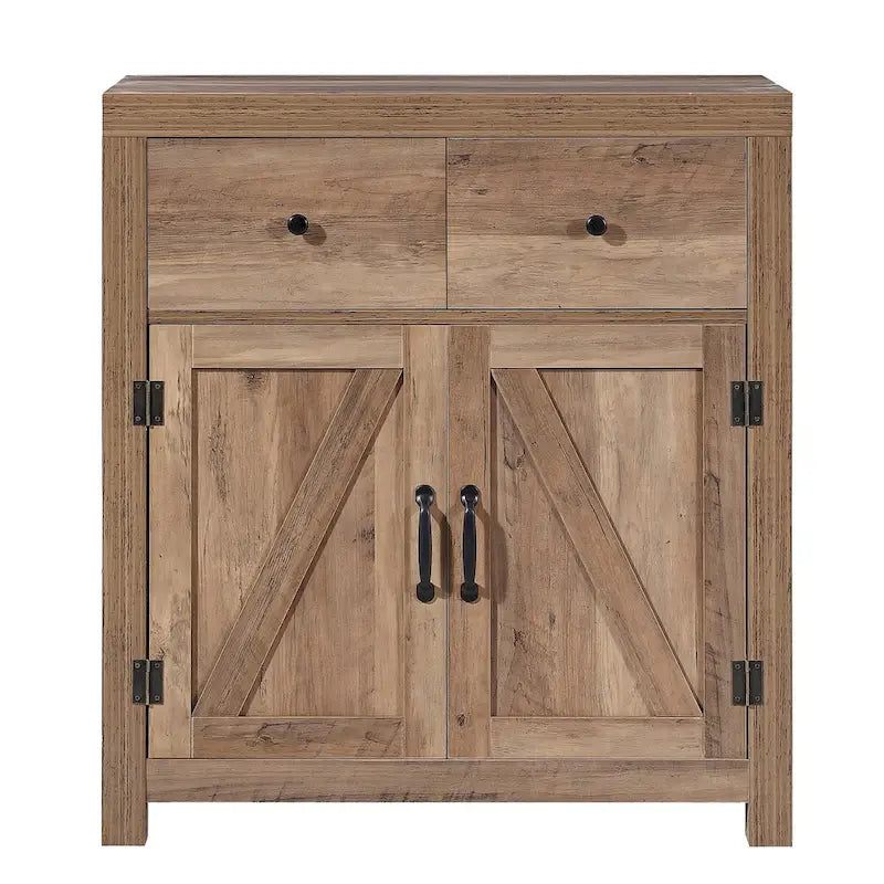 Ledel Farmhouse 2-Drawer Storage Cabinet 2-Door Accent Cabinet