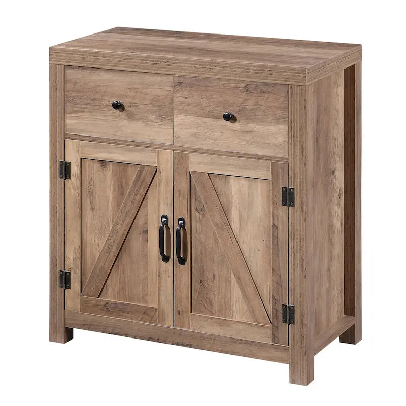 Ledel Farmhouse 2-Drawer Storage Cabinet 2-Door Accent Cabinet