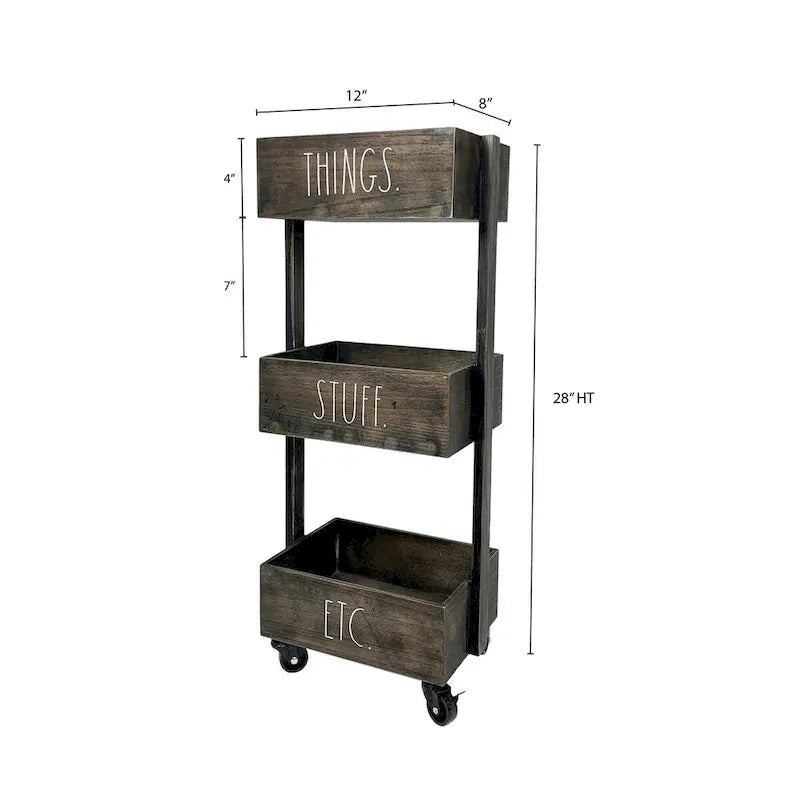 Rae Dunn 3 Tier Organzing Cart with Wheels - THINGS STUFF ETC.