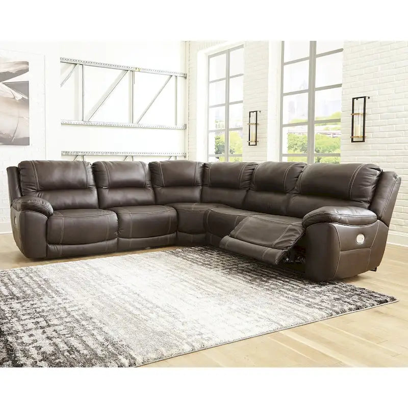 Signature Design by Ashley Dunleith Brown 5-Piece Power Reclining Sectional - 123W x 123D x 43H