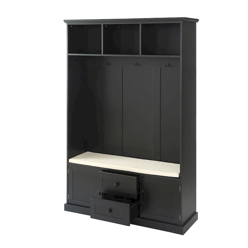 Hall Tree with 3 HooksCoat Hanger, Entryway Bench,Storage Bench, 3-in-1 Design,47.2INCH,for Entrance,Hallway
