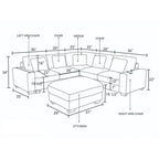 97 Brown Corduroy Upholstered L-Shaped Corner Sectional Sofa with Ottoman