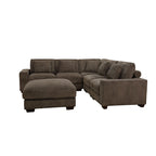 97 Brown Corduroy Upholstered L-Shaped Corner Sectional Sofa with Ottoman