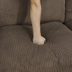 97 Brown Corduroy Upholstered L-Shaped Corner Sectional Sofa with Ottoman