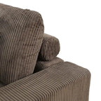 97 Brown Corduroy Upholstered L-Shaped Corner Sectional Sofa with Ottoman