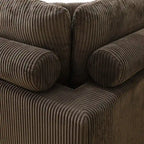 97 Brown Corduroy Upholstered L-Shaped Corner Sectional Sofa with Ottoman