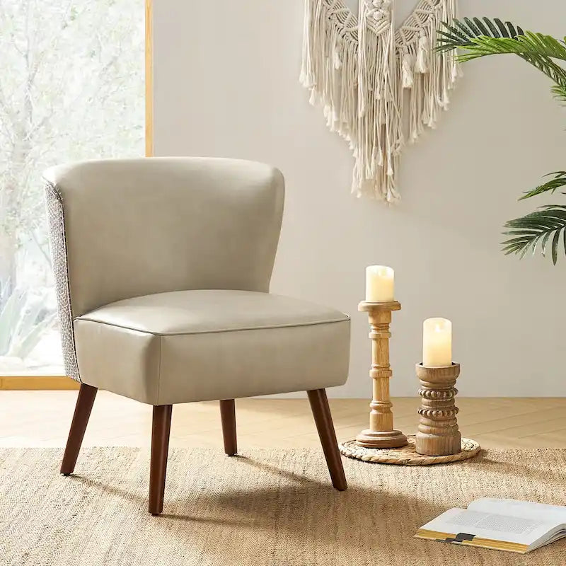 Alexander Mid-Century Modern Side Armchair with Solid Wood Legs by HULALA HOME