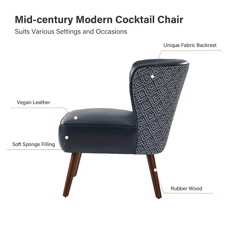 Alexander Mid-Century Modern Side Armchair with Solid Wood Legs by HULALA HOME