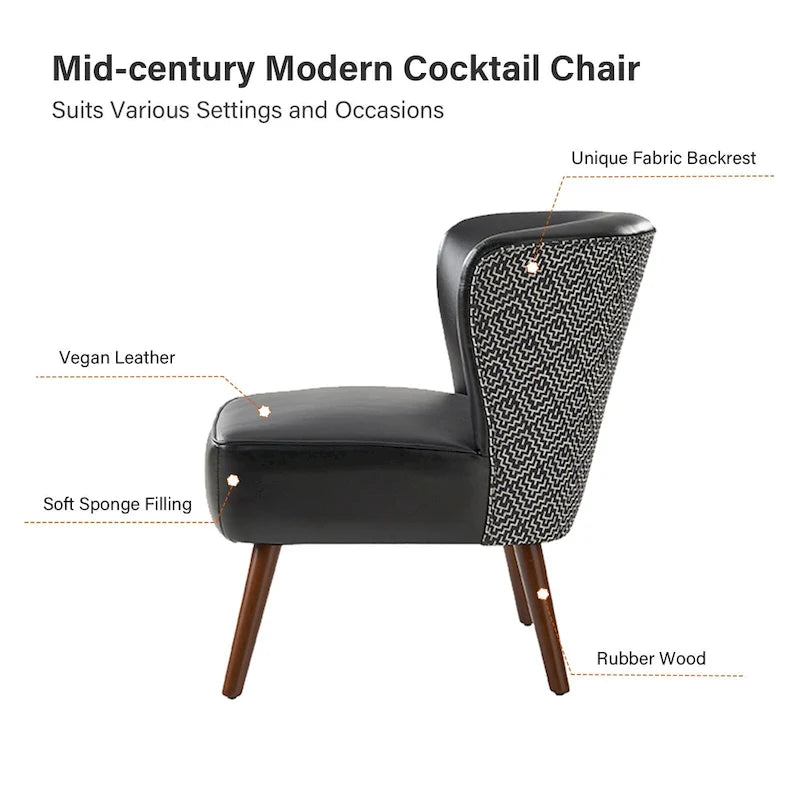 Alexander Mid-Century Modern Side Armchair with Solid Wood Legs by HULALA HOME