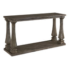 Rectangular Wooden Sofa Table with Square Baluster Legs, Gray