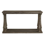 Rectangular Wooden Sofa Table with Square Baluster Legs, Gray