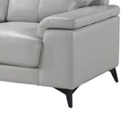 Mica 89 Inch Sofa, Light Gray Top Grain and Faux Leather, Black Metal Legs