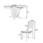 Extendable Dining Table Set Round Trestle Table and 4 Dining Chairs