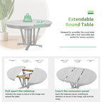 Extendable Dining Table Set Round Trestle Table and 4 Dining Chairs