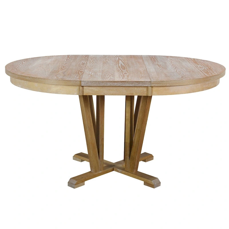 Extendable Dining Table Set Round Trestle Table and 4 Dining Chairs