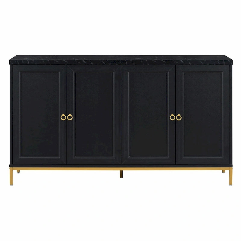 Contemporary Sideboard with Spacious Storage, Metal Handles