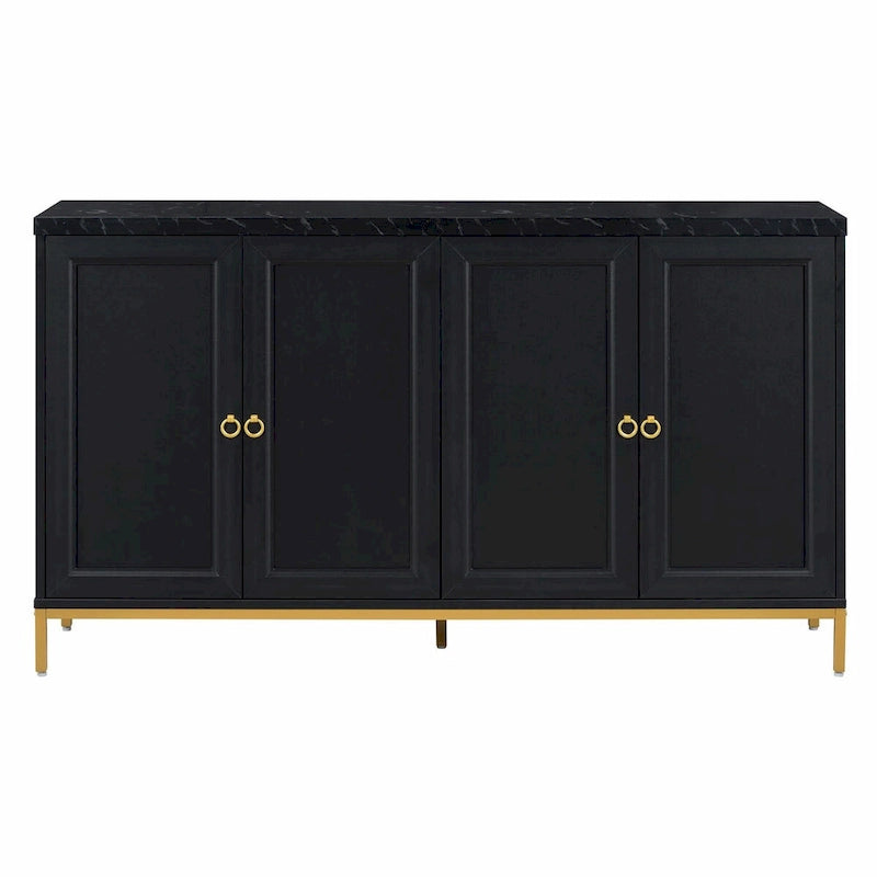 Contemporary Sideboard with Spacious Storage, Metal Handles