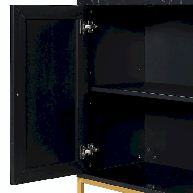 Contemporary Sideboard with Spacious Storage, Metal Handles