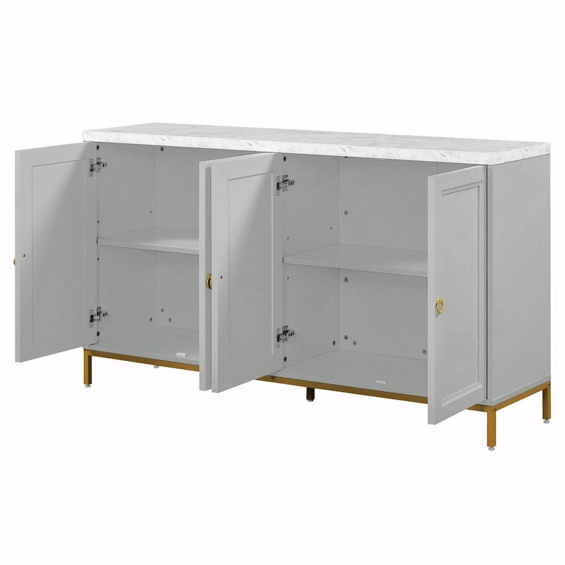 Contemporary Sideboard with Spacious Storage, Metal Handles