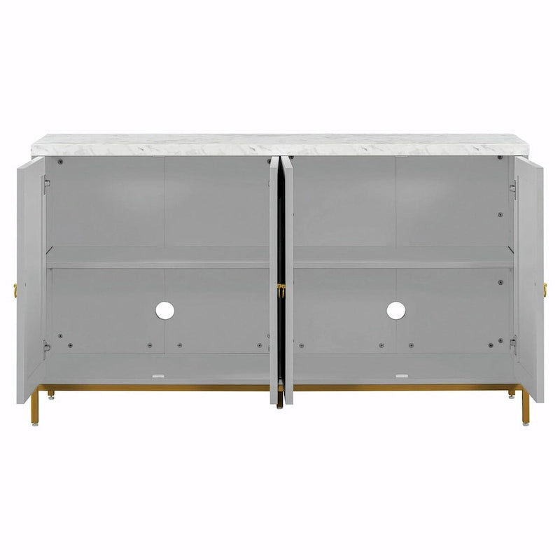Contemporary Sideboard with Spacious Storage, Metal Handles