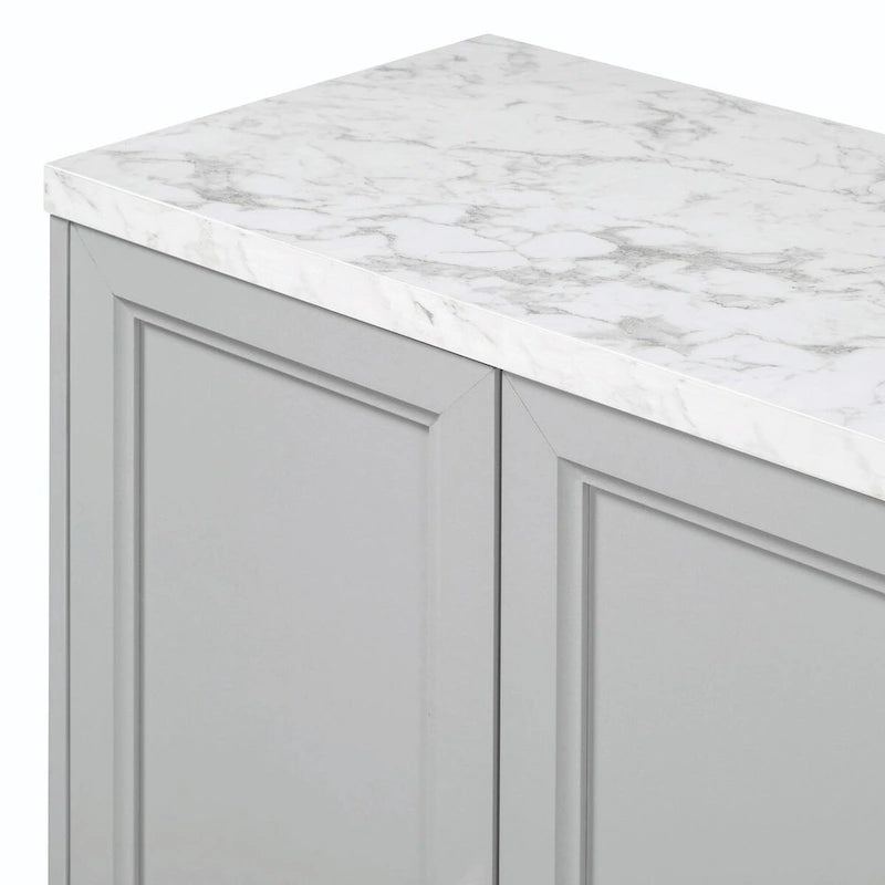 Contemporary Sideboard with Spacious Storage, Metal Handles