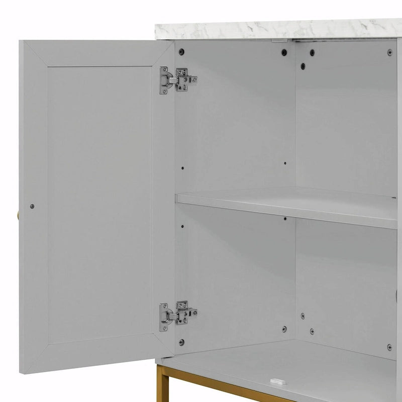 Contemporary Sideboard with Spacious Storage, Metal Handles