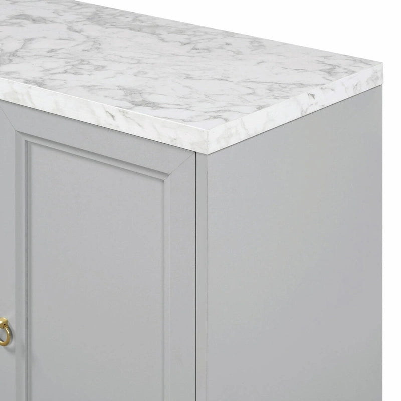 Contemporary Sideboard with Spacious Storage, Metal Handles