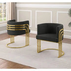 Best Quality Furniture Teddy Fabric Gold Chrome Base Dining Chairs (Set of 2) - N/A