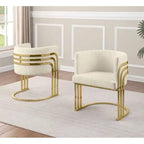 Best Quality Furniture Teddy Fabric Gold Chrome Base Dining Chairs (Set of 2) - N/A