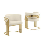 Best Quality Furniture Teddy Fabric Gold Chrome Base Dining Chairs (Set of 2) - N/A