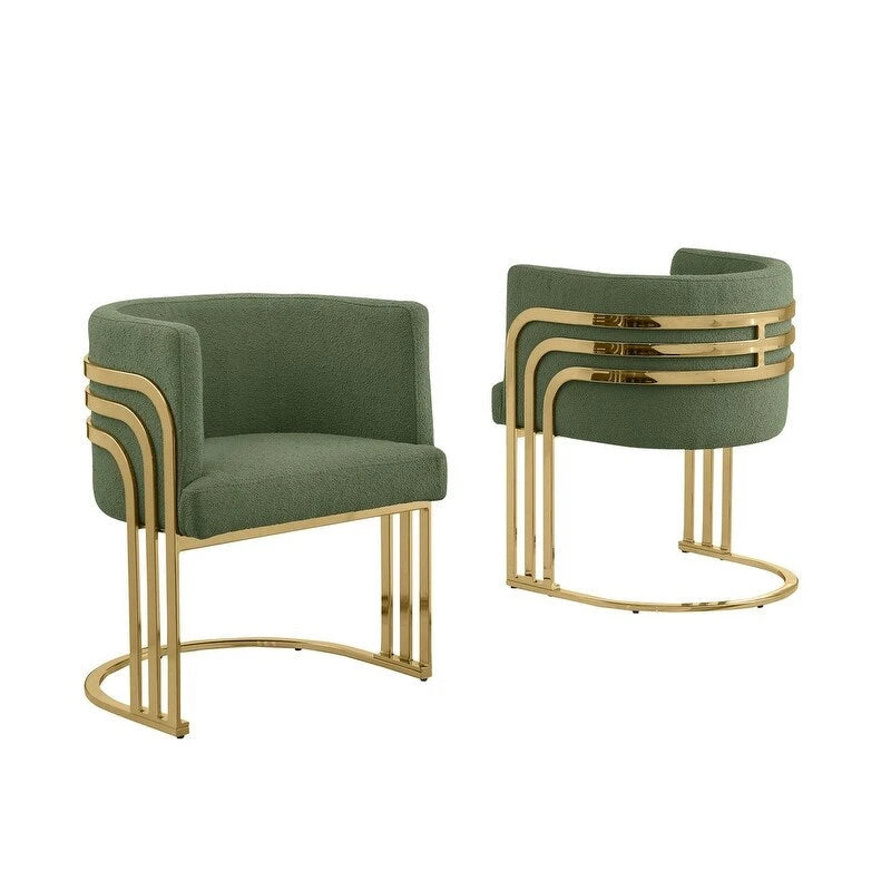 Best Quality Furniture Teddy Fabric Gold Chrome Base Dining Chairs (Set of 2) - N/A