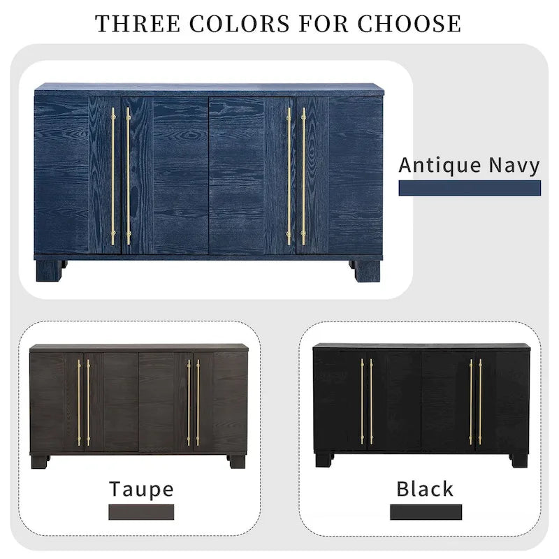 Wood Traditional Style Sideboard with Adjustable Shelves