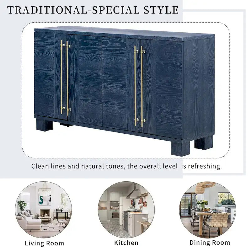 Wood Traditional Style Sideboard with Adjustable Shelves