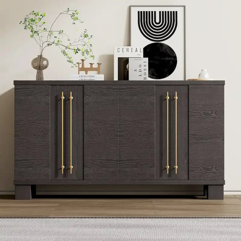 Wood Traditional Style Sideboard with Adjustable Shelves