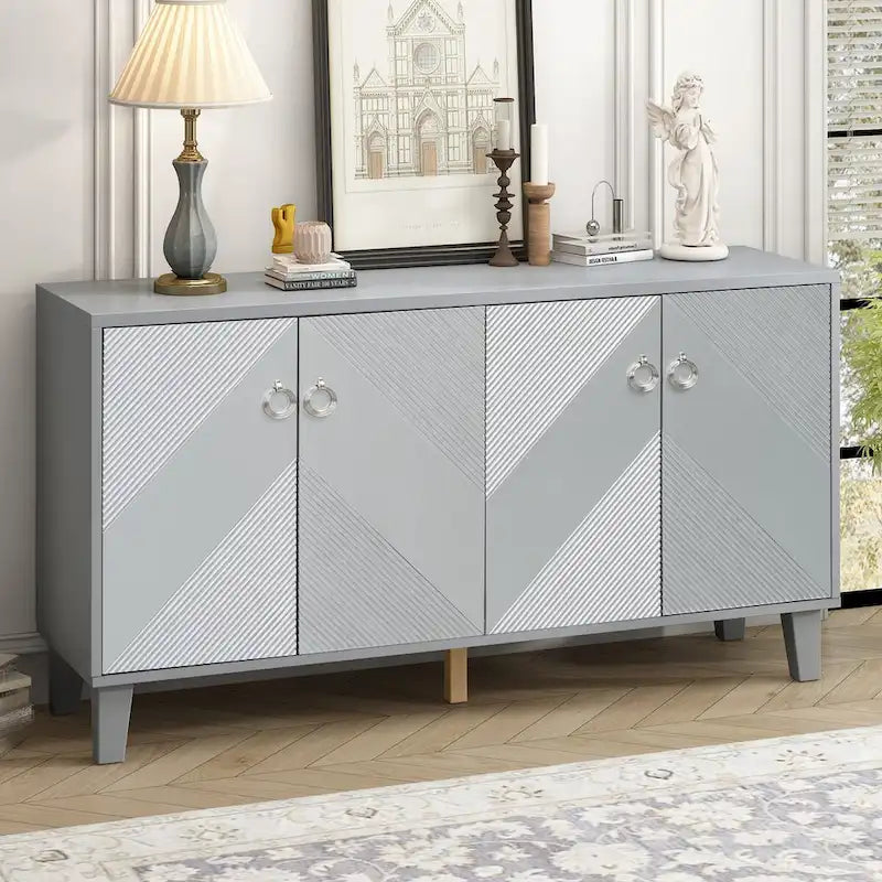 Light Luxury Cabinet Adorned with Geometric Patterns, Suitable for Hallway, Entryway, Living Room