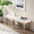 48 Extra-Long Rectangular Tufted Ottoman Bench Seat-Beige