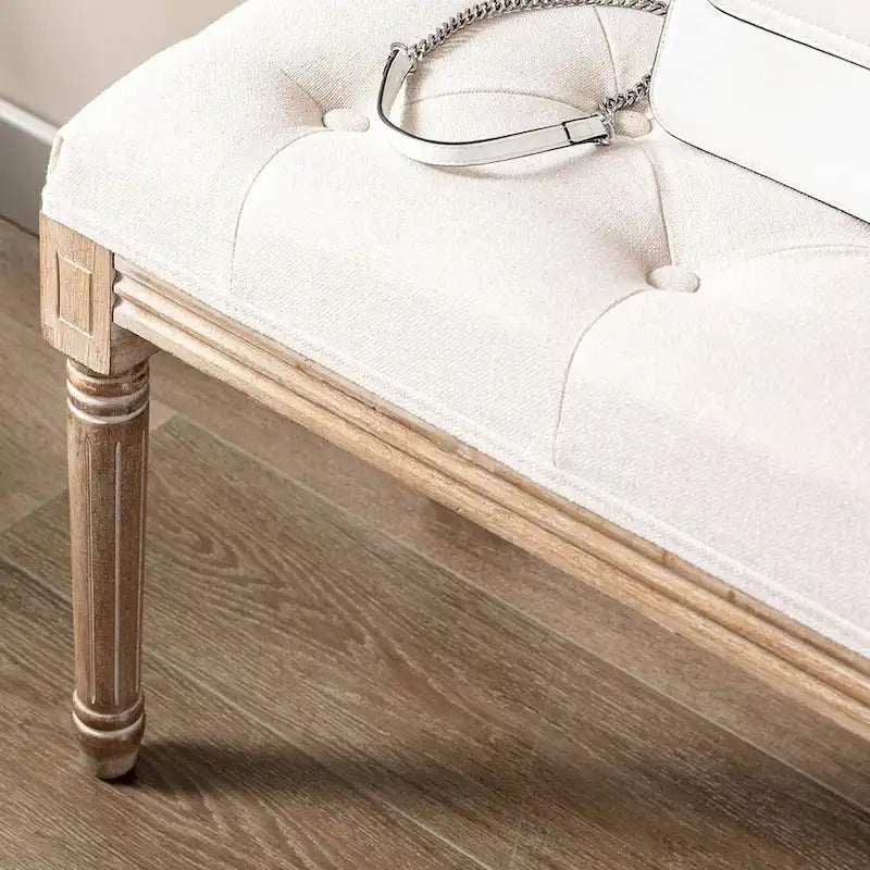 48 Extra-Long Rectangular Tufted Ottoman Bench Seat-Beige