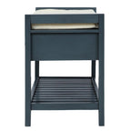 Shoe Rack with Cushioned Seat and Drawers, Multipurpose Storage Bench, Antique Navy - 39L x 14W x 19.8H